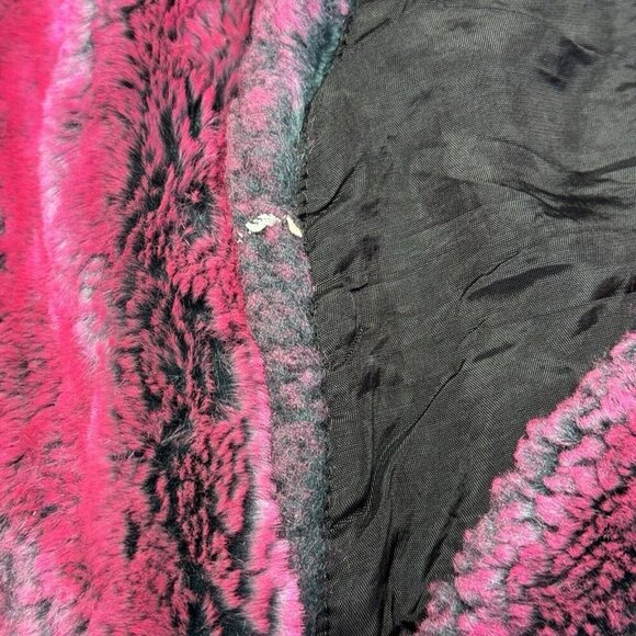Vintage Morbid Threads Faux Fur Coat Womens Medium Pink One Button USA - Picture 3 of 16